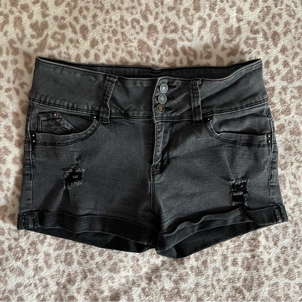 Distressed Black Denim Women’s Shorts